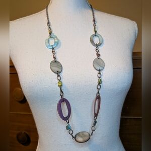 Coastal Long length shell geometric NECKLACE